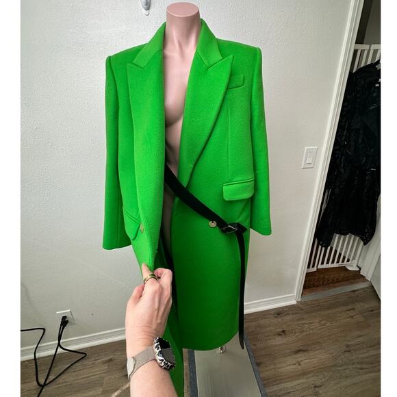 Alexander McQueen Lime Green Fitted Wool Coat Made in Italy 8 - Picture 2 of 15